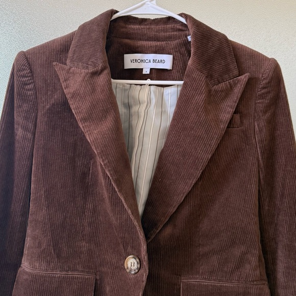 VERONICA BEARD Reagan Corduroy Dickey Jacket Dark Cocoa Brown Sz 0 - Picture 7 of 10